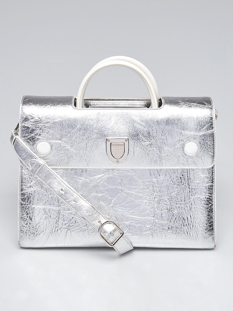 Dior Diorever Medium Crinkled Calf Silver / White