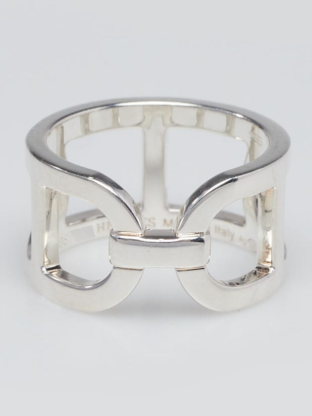 Hermes Sterling Silver Ever Chaine d'Ancre Medium Ring Size 5