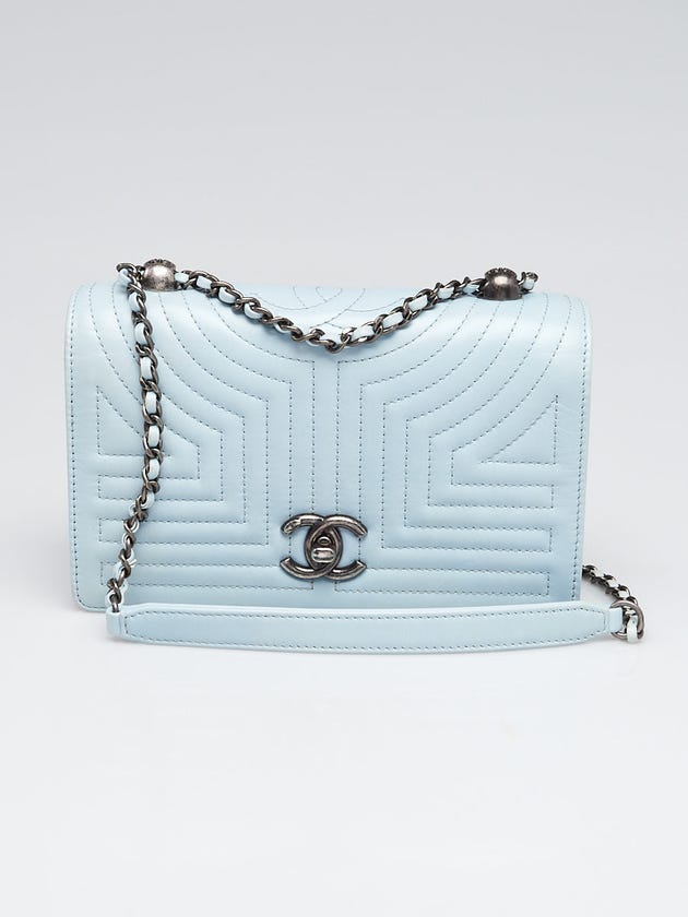 Chanel Light Blue Quilted Glazed Calfskin Leather Korean Garden Small  Chain Shoulder Bag