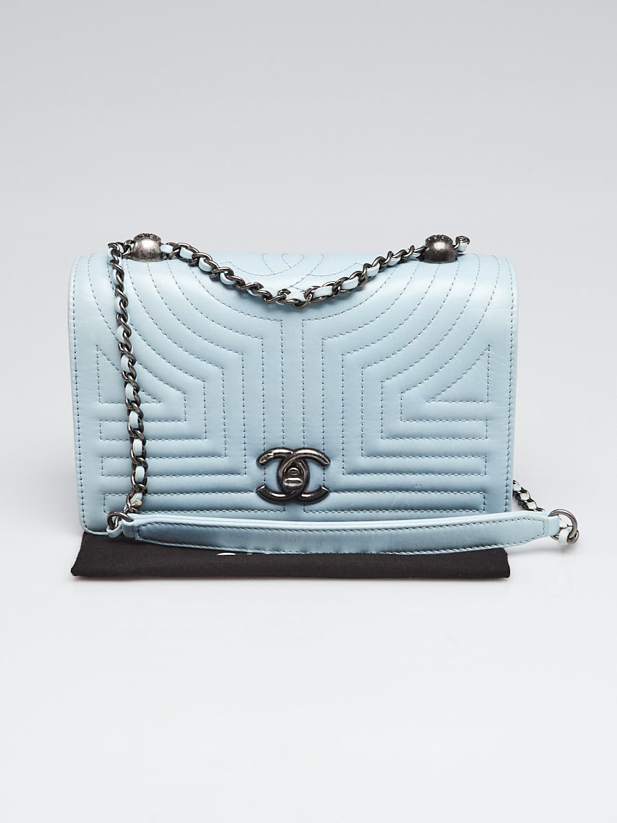Chanel Light Blue Quilted Glazed Calfskin Leather Korean Garden Small Chain  Shoulder Bag - Yoogi's Closet