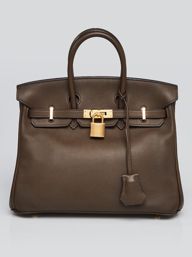 Hermes 25cm Eucalyptus Swift Leather Gold Plated Birkin Bag