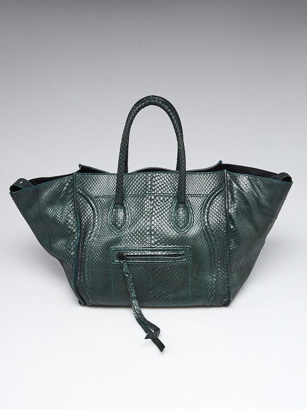Celine Dark Green Python Medium Phantom Luggage Tote Bag
