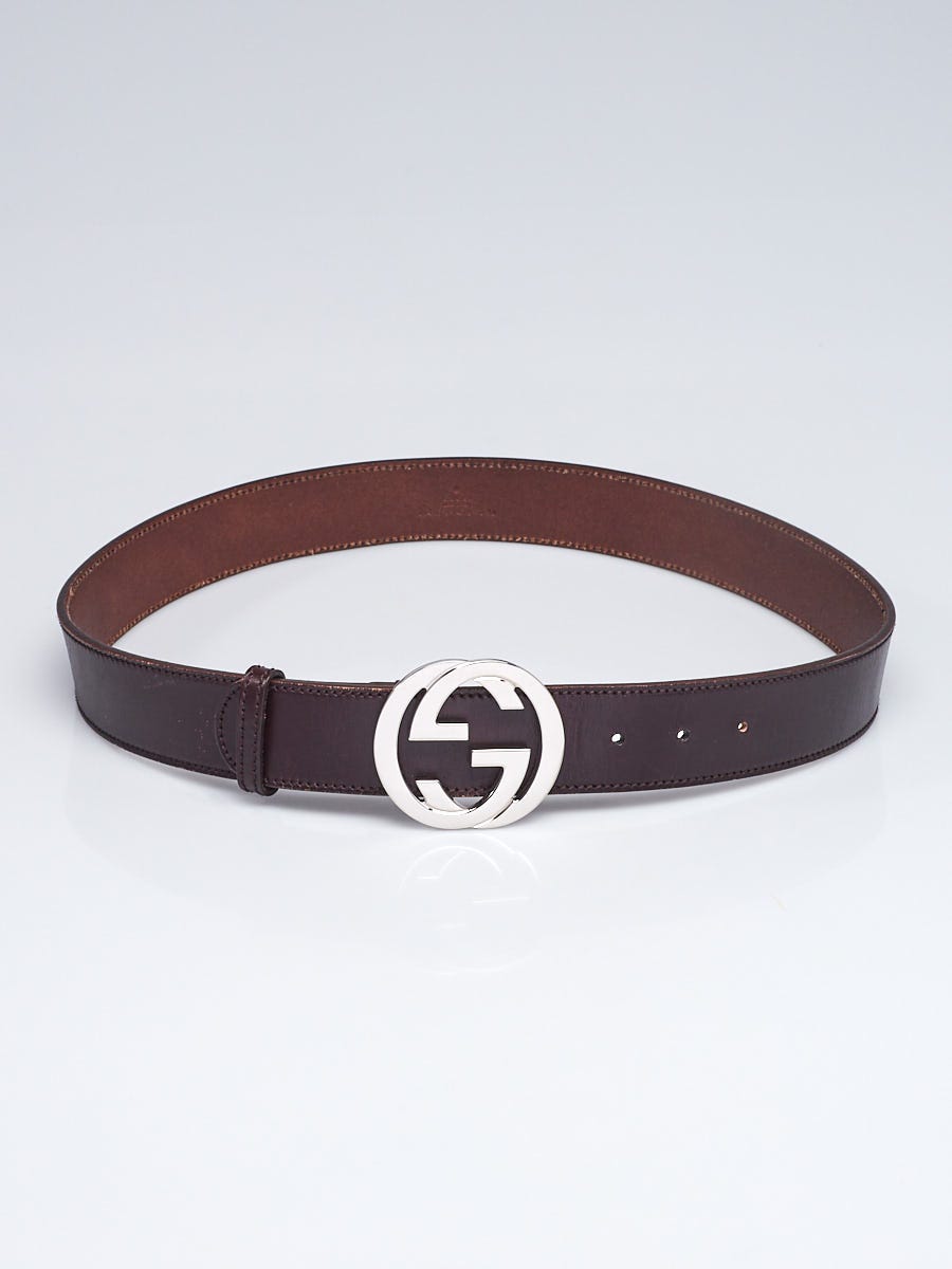 Gucci Brown Leather Interlock G Signature Belt Size 90/36