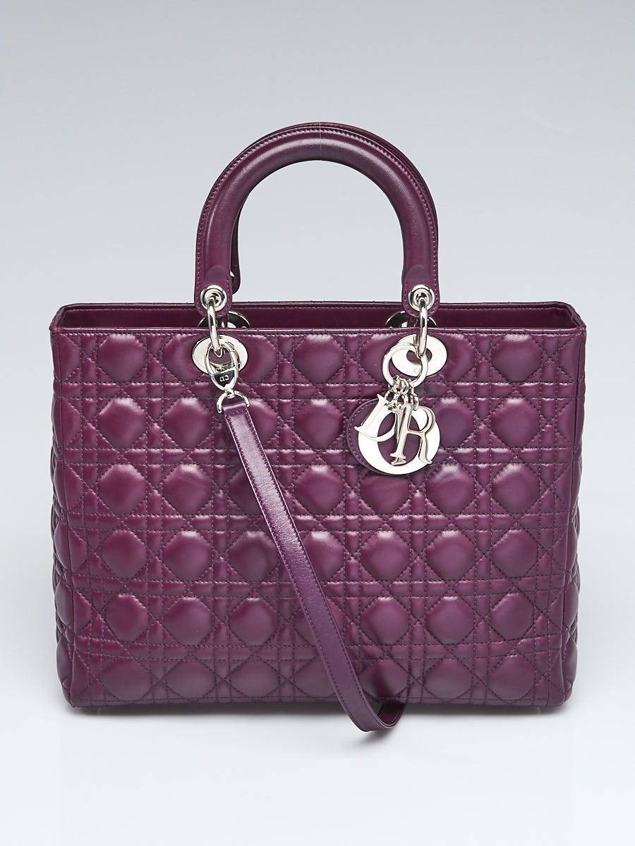 CHRISTIAN DIOR Patent Cannage Gradient Medium Lady Dior Pink Purple 1285650