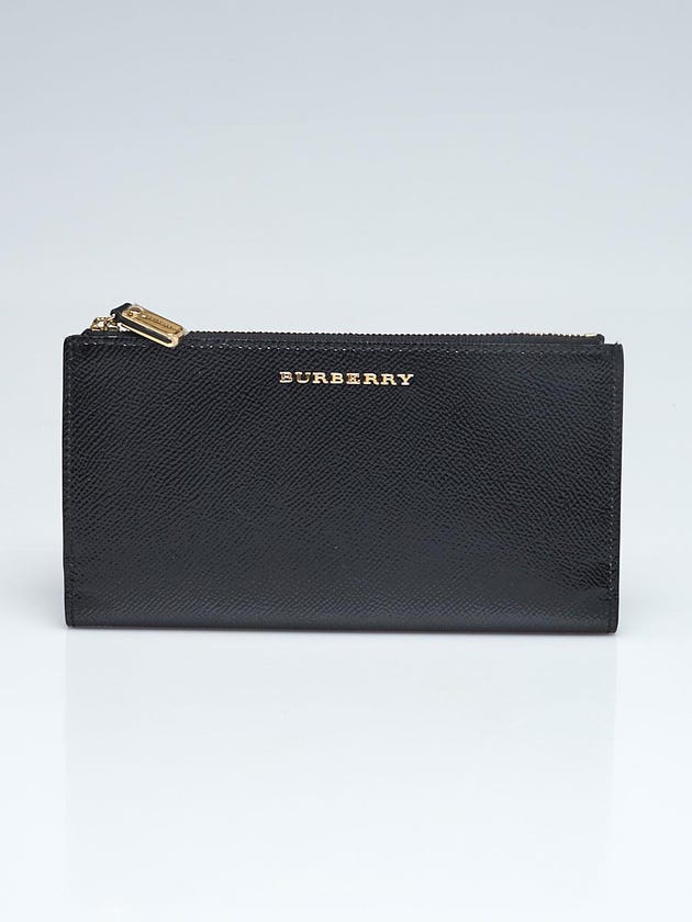 Burberry Black Textured Patent Leather Constantine Continental Wallet