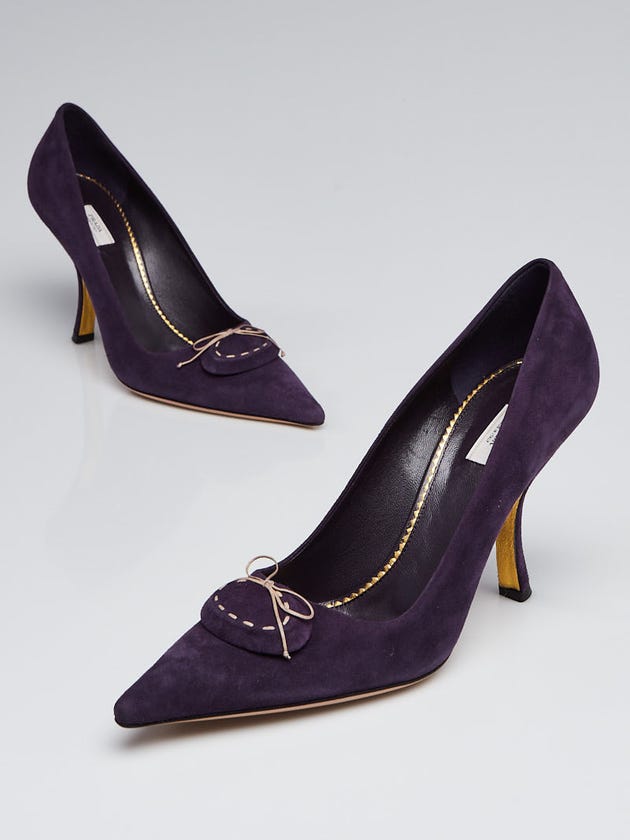 Prada Purple Suede Pointed Toe Pumps Size 7/37.5