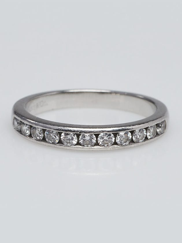 Tiffany & Co. 3mm Platinum and Diamond Channel Set Band Size 6