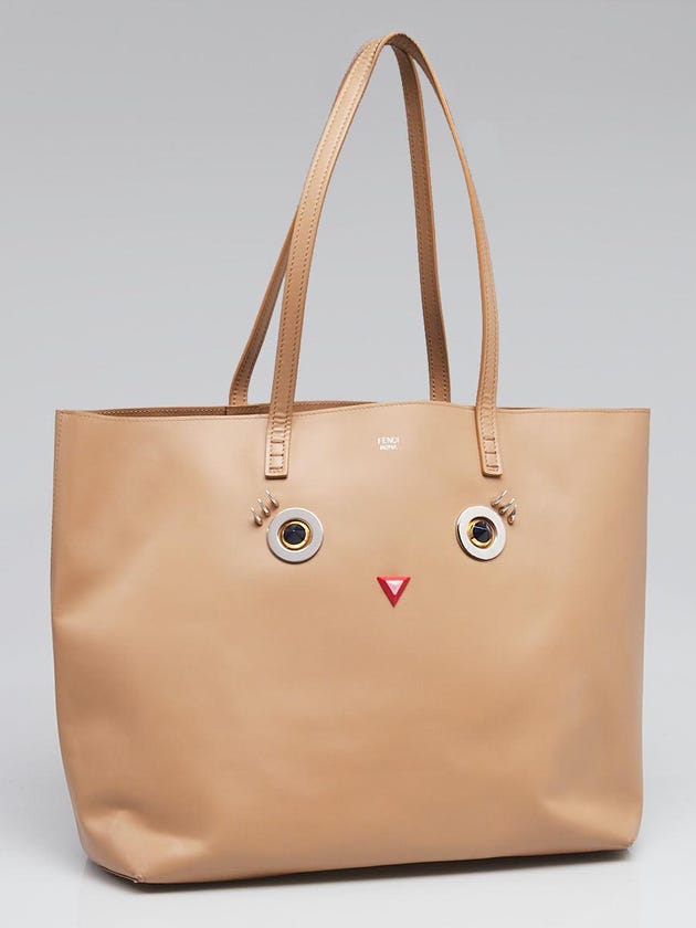 Fendi Beige Smooth Leather Hypnoteyes Shopping Tote Bag 8BH335