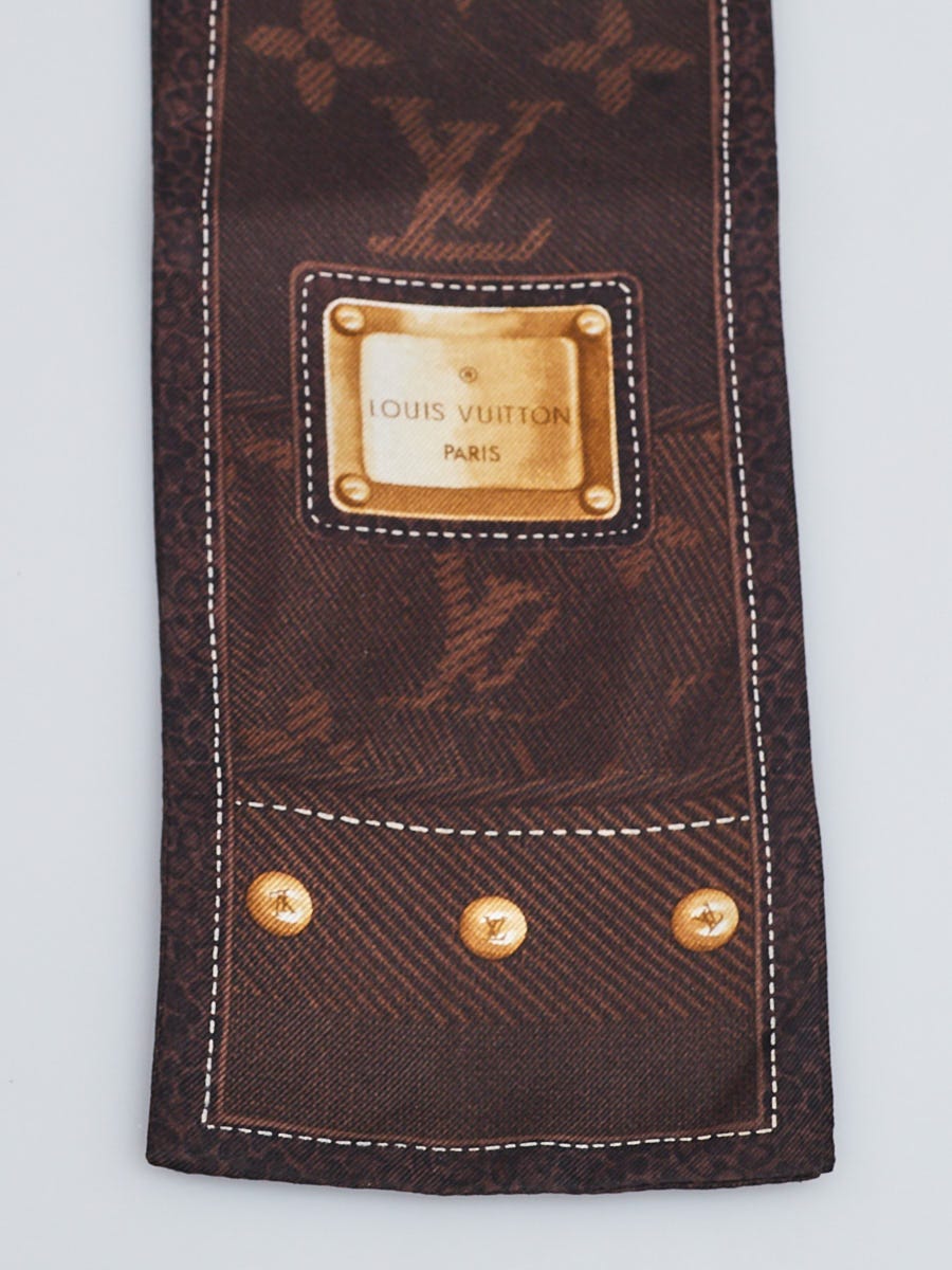 Louis Vuitton Brown Silk New Denim Bandeau Scarf - Yoogi's Closet