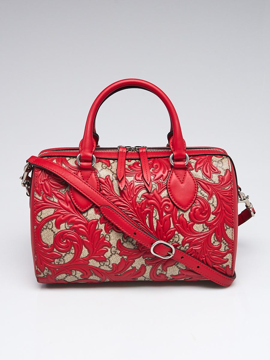 Gucci Beige/Red GG Coated Canvas Supreme and Leather