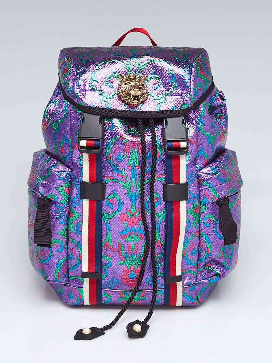 Gucci Purple Brocade Techpack Backpack Bag | Yoogi's Closet