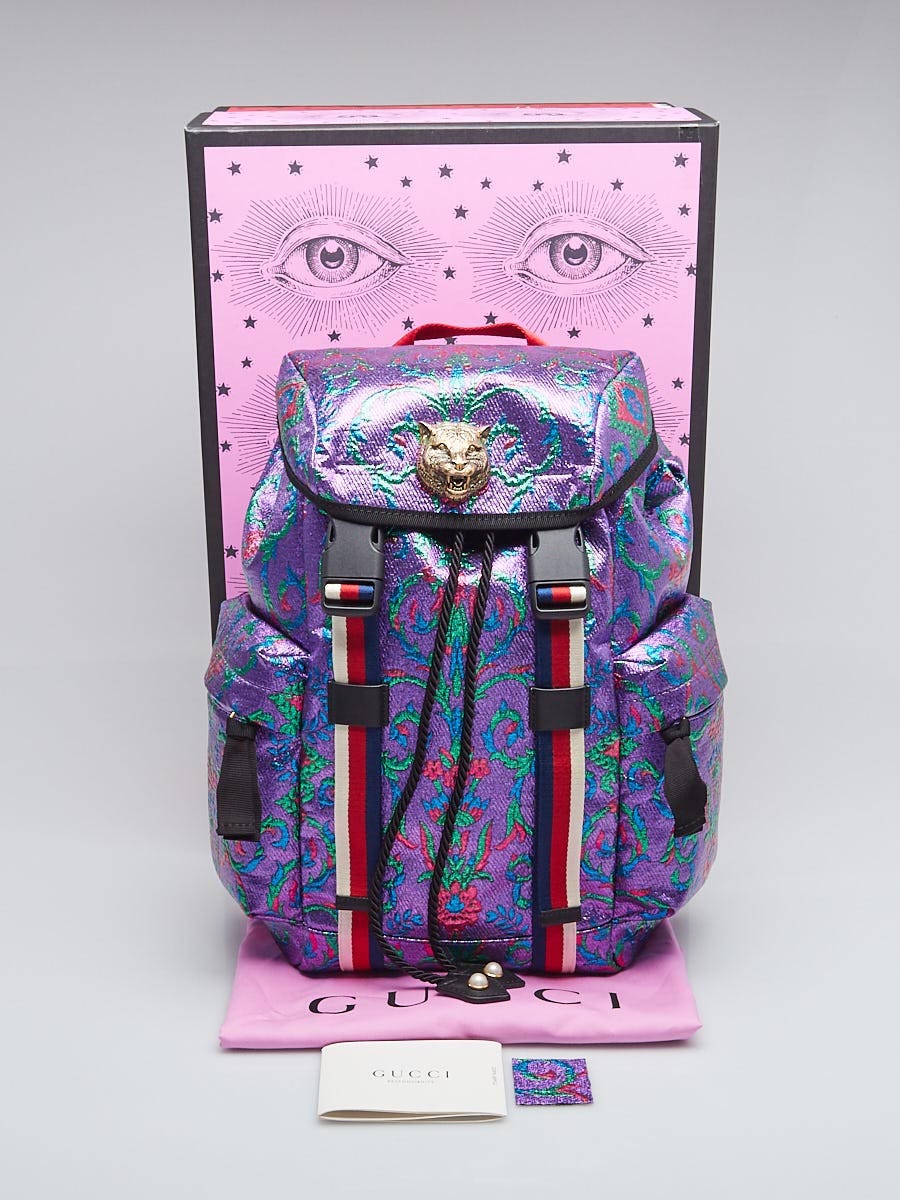 Gucci Purple Brocade Techpack Backpack Bag Yoogi s Closet