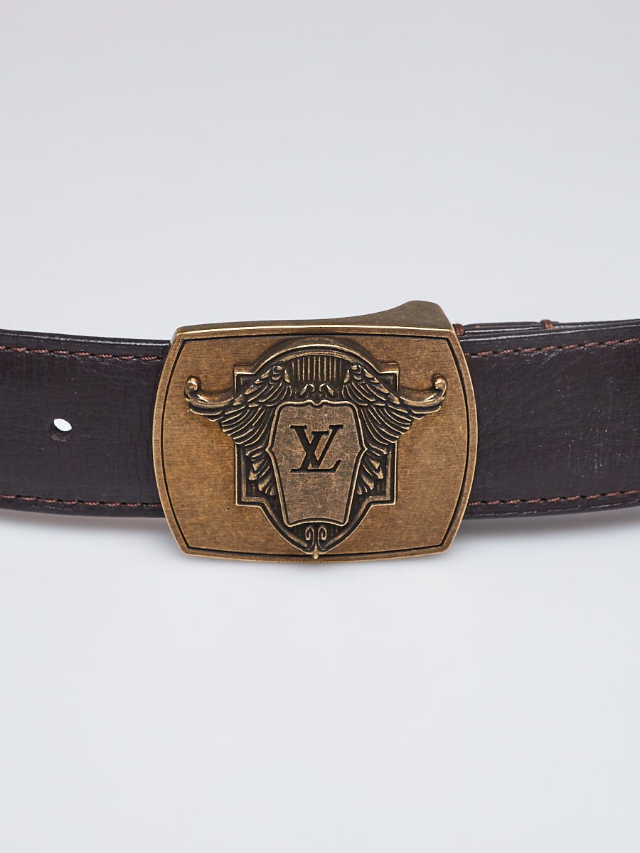 Louis Vuitton Brown Utah Leather Vintage Inspired Buckle Belt Size 110/44 -  Yoogi's Closet