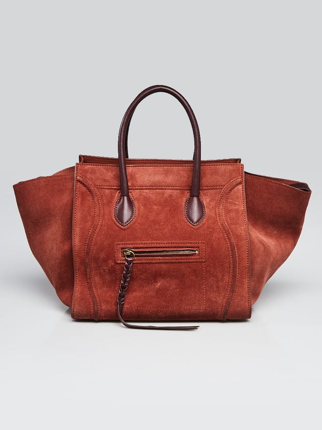 Celine Brown Suede Leather Medium Phantom Luggage Tote Bag