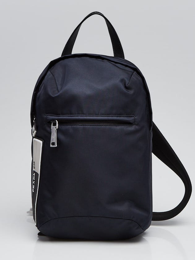 Prada Blue Tessuto Nylon One Shoulder Crossbody Backpack Bag 1BZ026