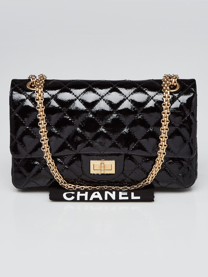 Chanel Black Patent Leather Puzzle 2.55 Reissue Classic 225 Flap Bag Chanel