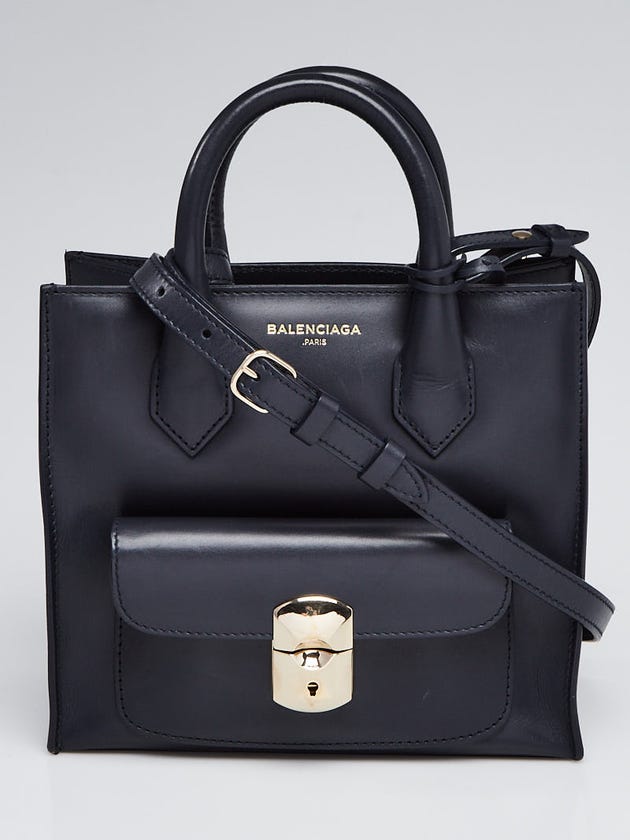 Balenciaga Bleu Nuit Calfskin Leather Padlock Mini All Afternoon Tote Bag
