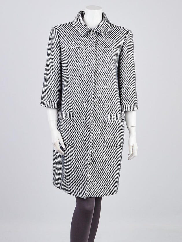 Chanel Black/White Cotton/Wool/Nylon Tweed Jacket Size 12/44