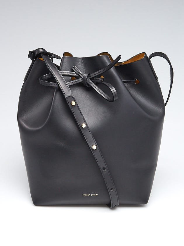 Mansur Gavriel Black/Gold Large Bucket Bag