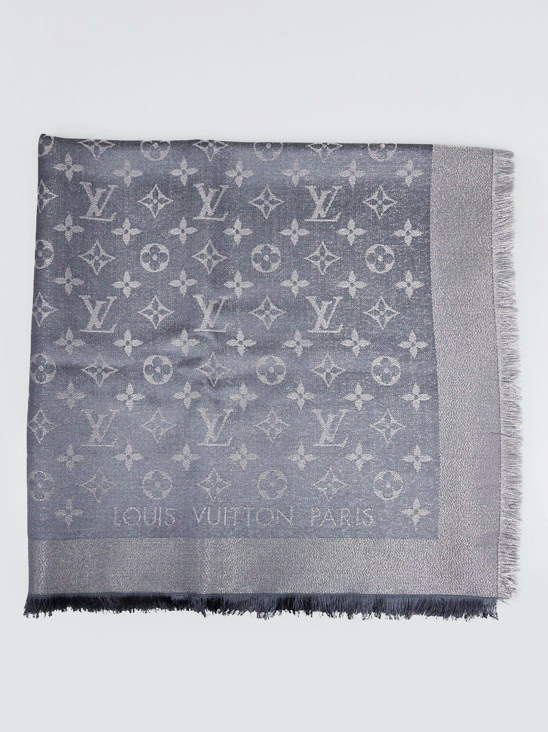 Louis Vuitton Grey Monogram Shine Shawl Scarf - Yoogi's Closet