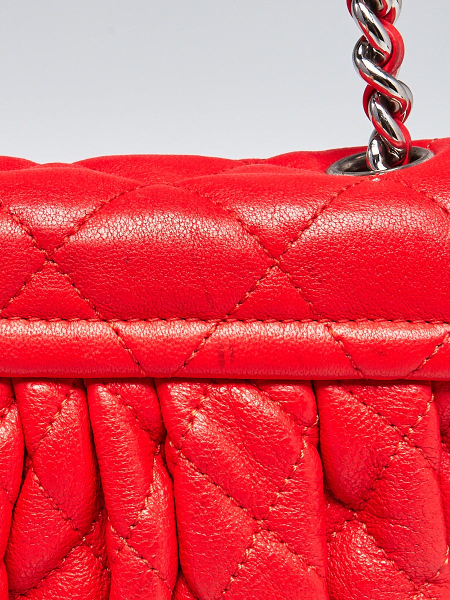 Chanel Red Quilted Leather Chain Around Small Messenger Bag