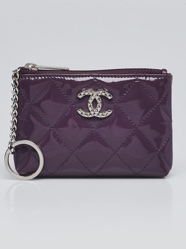 Chanel Purple Quilted Patent Leather Brilliant CC O-Key Holder