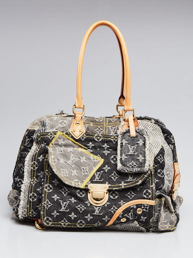 Louis Vuitton Limited Edition Grey Denim Monogram Denim Patchwork Bowly Bag