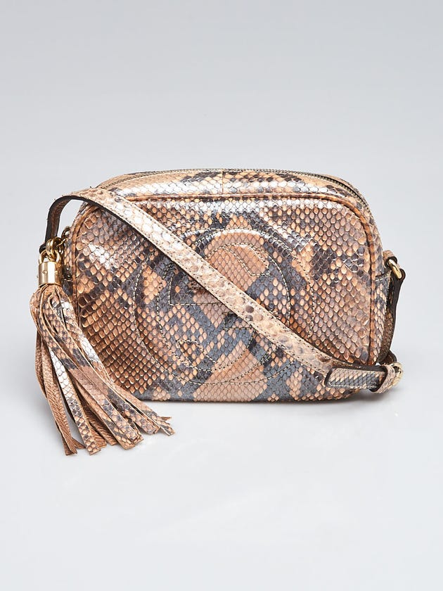 Gucci Metallic Pink Pearl Python Soho Disco Small Shoulder Bag