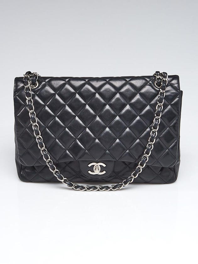 Chanel Black Quilted Lambskin Leather Classic Maxi Single Flap Bag