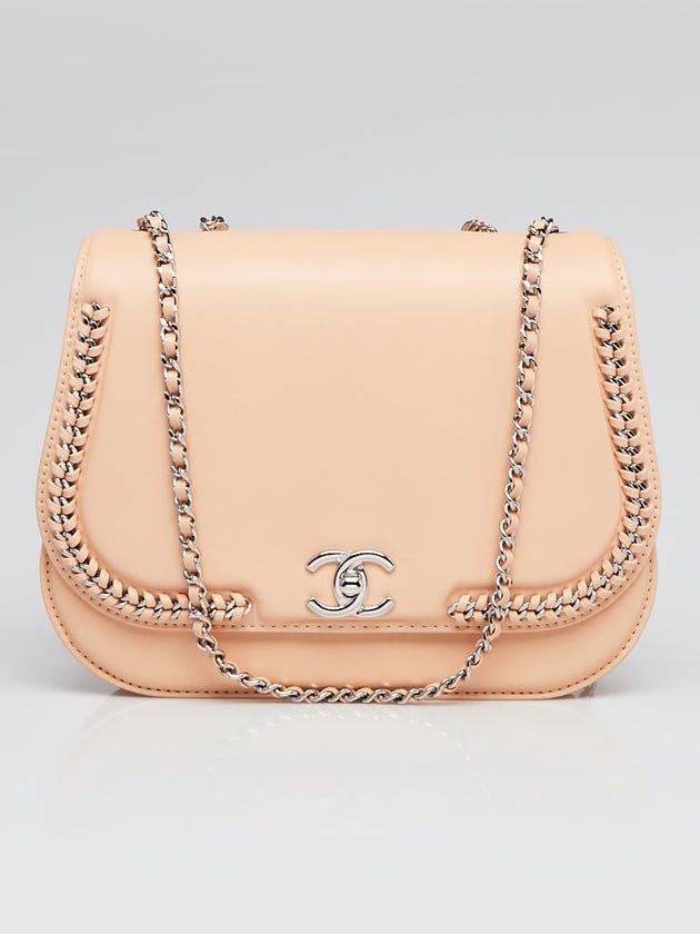 Chanel Light Beige Calfskin Leather Braided Chic Medium Flap Bag