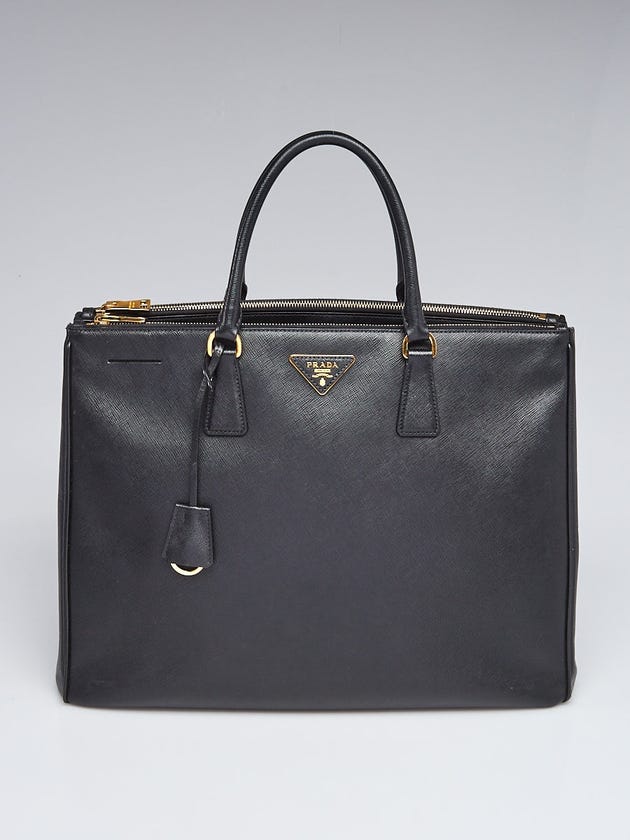 Prada Black Saffiano Lux Leather Double Zip Executive Tote Bag BN1802