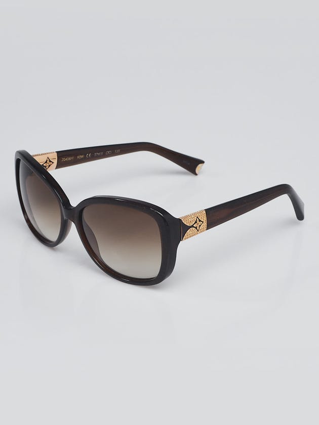 Louis Vuitton Brown Speckling Acetate Frame Heather Strass Sunglasses-Z0456W