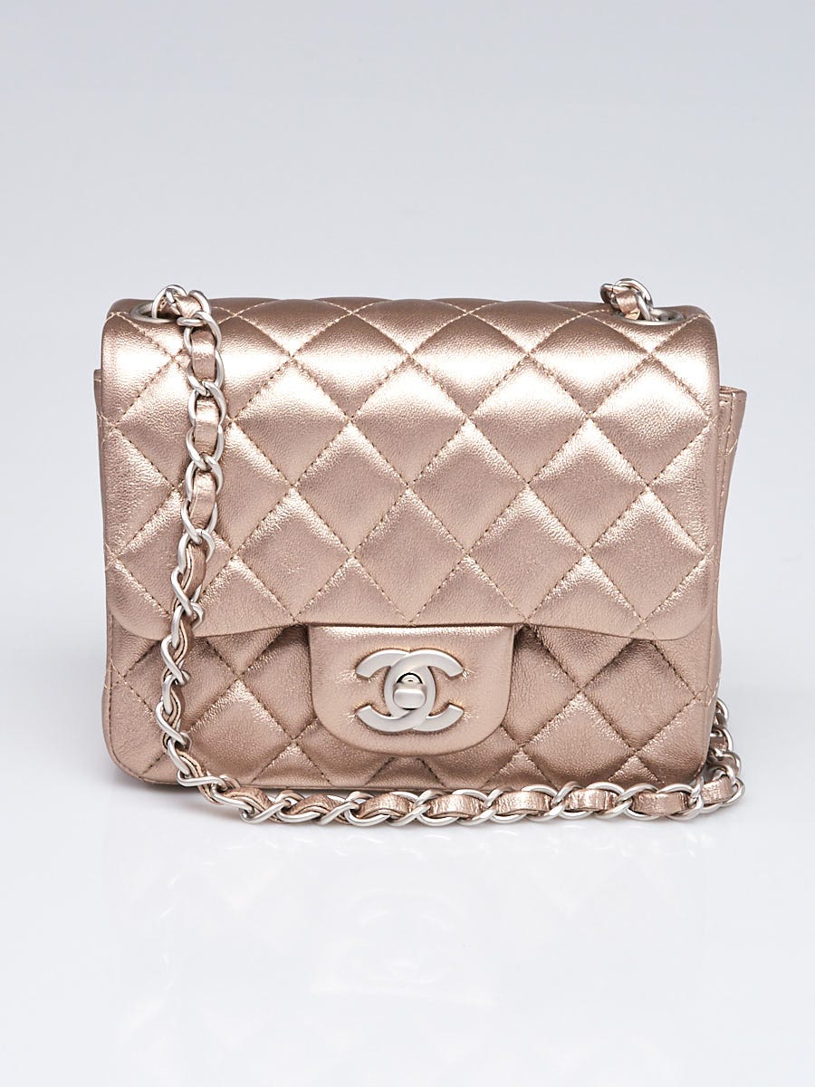 Chanel Bronze Quilted Lambskin Leather Classic Mini Flap Bag