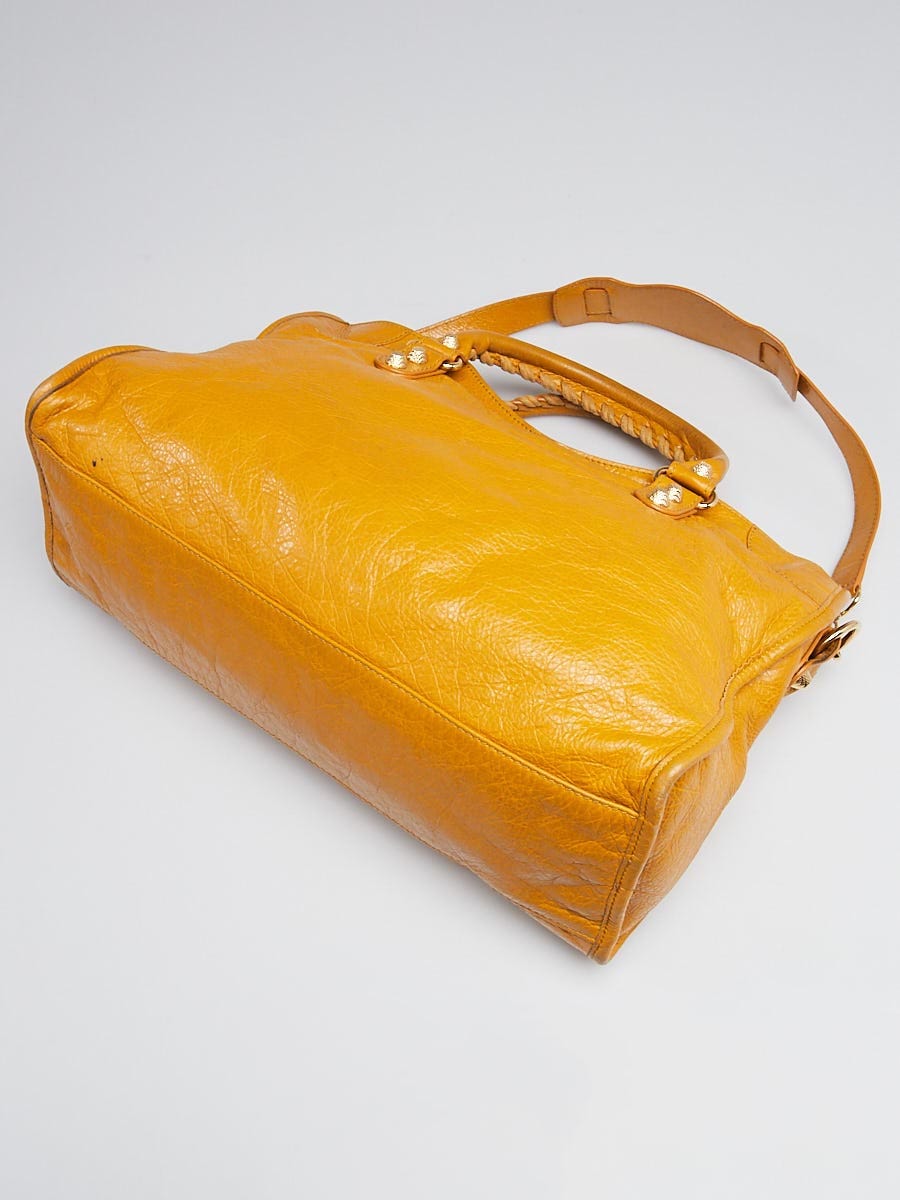 Balenciaga Mustard Oryx Lambskin Leather Giant 12 Gold Motorcycle