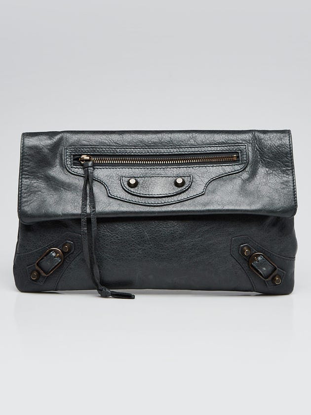 Balenciaga Anthracite Lambskin Leather Envelope Clutch Bag