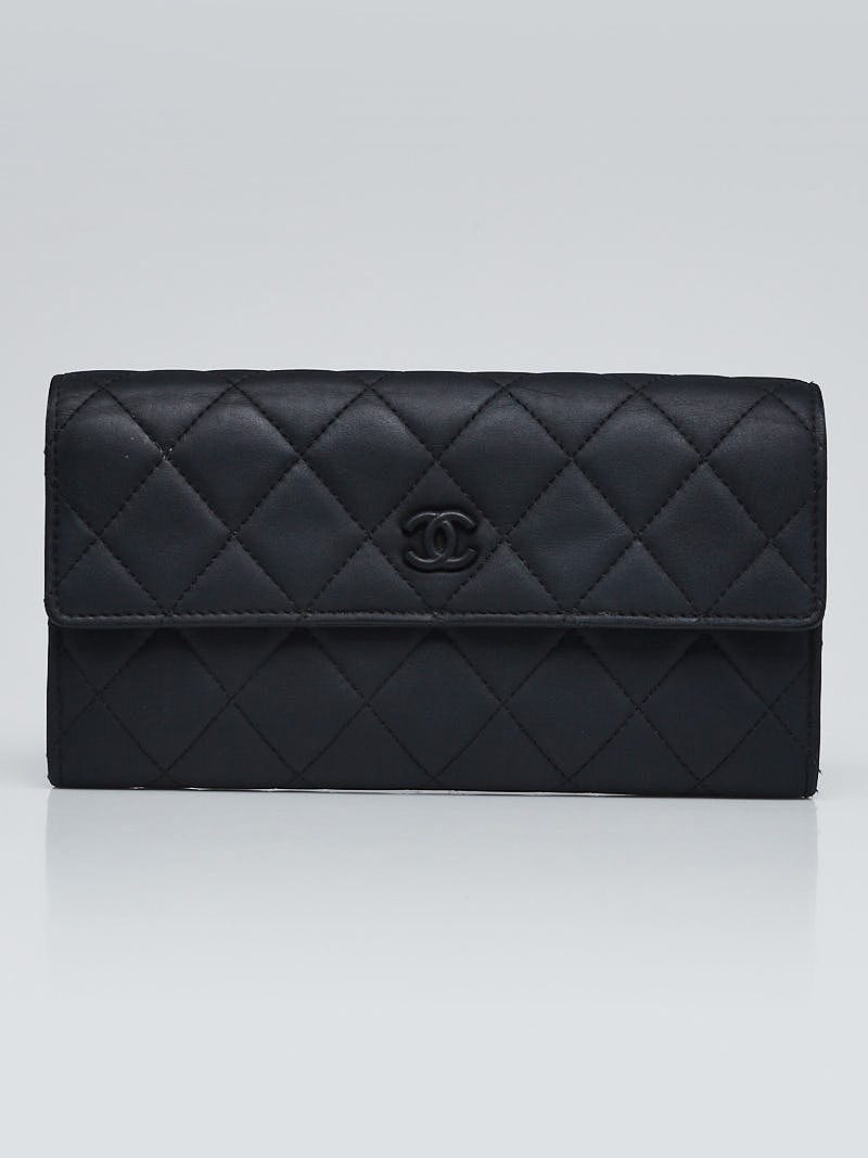 Chanel Black Quilted Matte Leather CC L-Gusset Flap Wallet 
