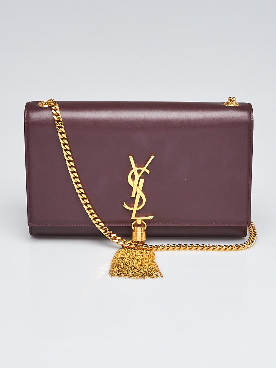 Saint Laurent Gold Calfskin Leather Monogram Clutch Bag - Yoogi's Closet