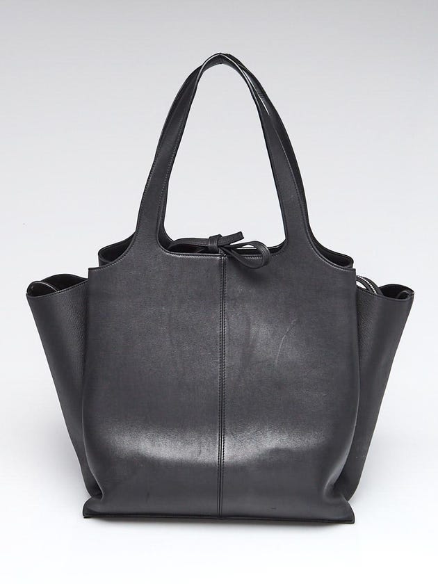 Celine Black Leather Large Vertical Tri-Fold Shoulder Bag