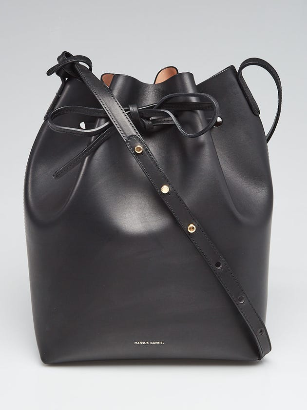 Mansur Gavriel Black/Ballerina Vegetable Leather Large Bucket Bag