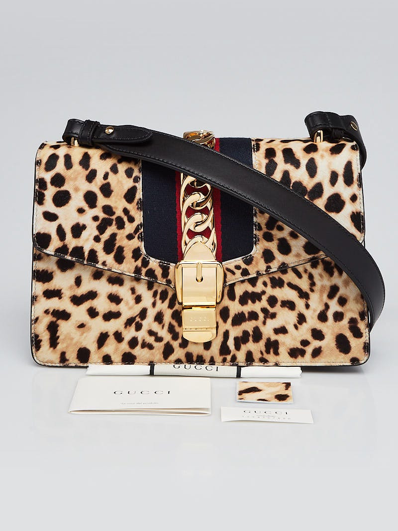 Gucci Leopard Print Pony Hair Small Sylvie Shoulder Bag Gucci Leopard Print Pony Hair Small Sylvie Shoulder Bag