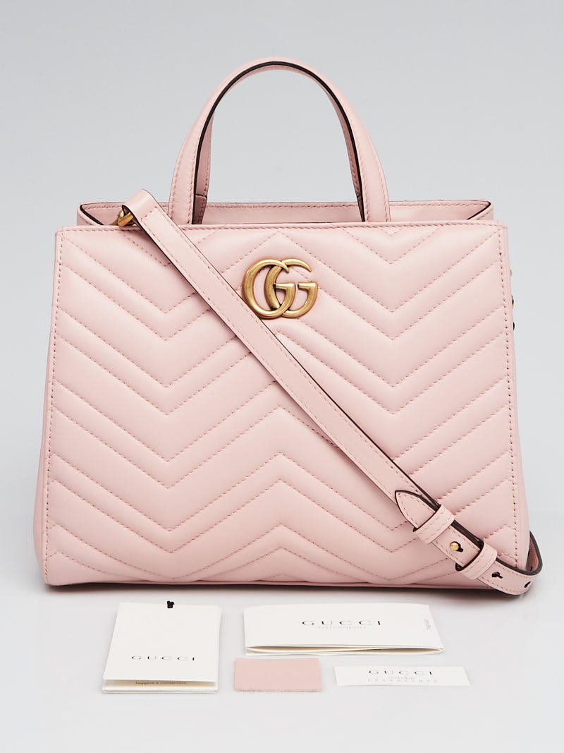 Gucci Pink Quilted Leather Marmont 2.0 Metelasse Top Handle Small Satchel  Bag - Yoogi's Closet