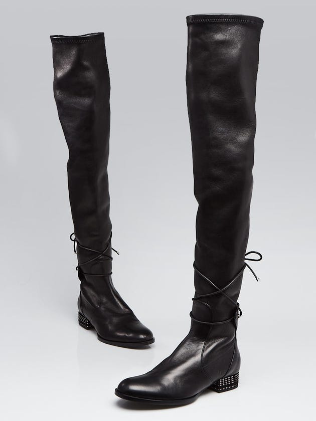 Christian Dior Black Leather Over The Knee Boots Size 5.5/36