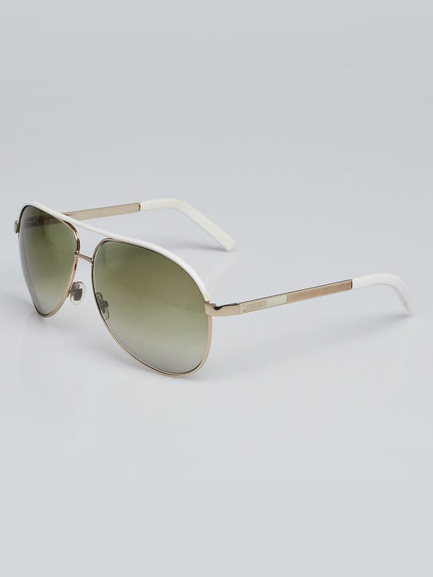 Gucci White Acetate and Goldtone Metal Frame Gradient Tint Aviator Sunglasses- 1827/S