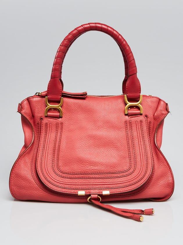 Chloe Pink Pebbled Leather Medium Marcie Satchel Bag