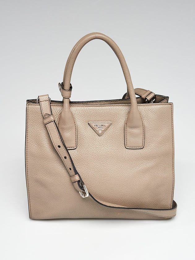 Prada Agrilla Vitello Daino Leather Shopping Tote Bag BN2693