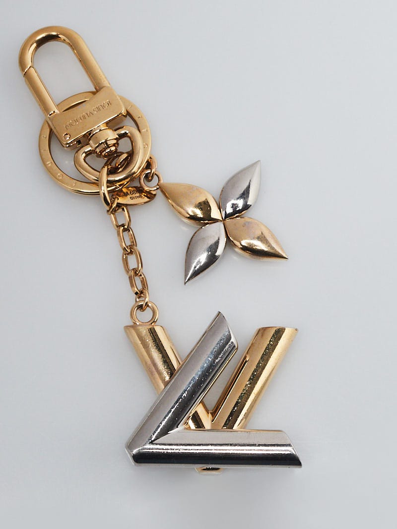 Repurposed Gold Louis Vuitton Keyring & Flower Logo Charm Vintage
