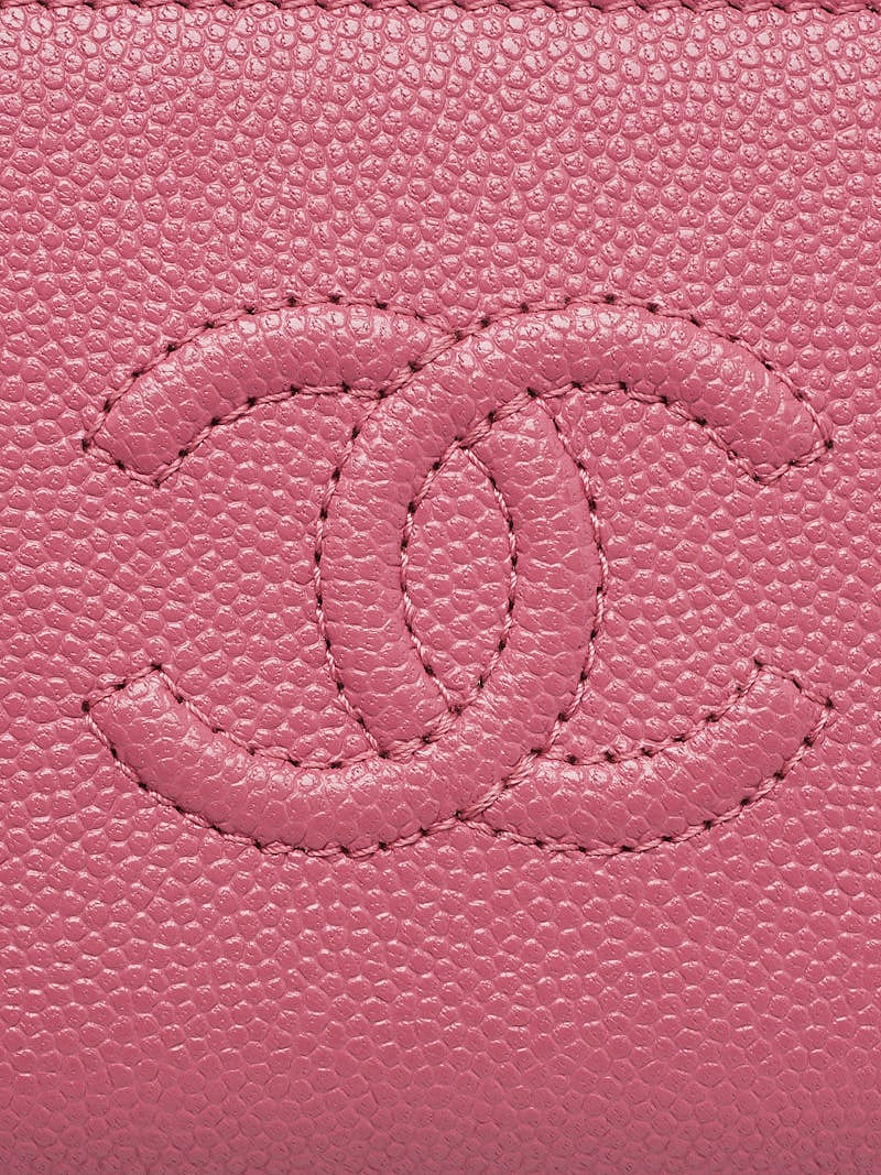 Chanel Light Pink Quilted Caviar Leather O-Zip Coin Purse - Yoogi's Closet