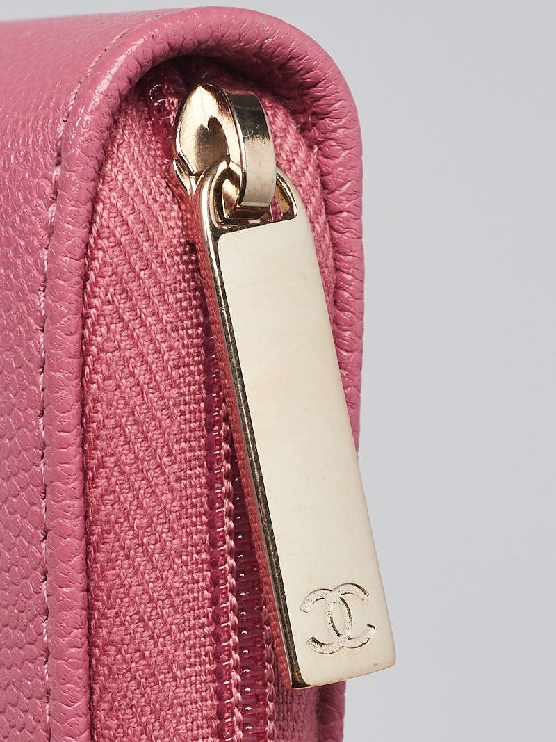 Chanel Pink Caviar Leather CC Timeless Zip Coin Purse - Yoogi's Closet
