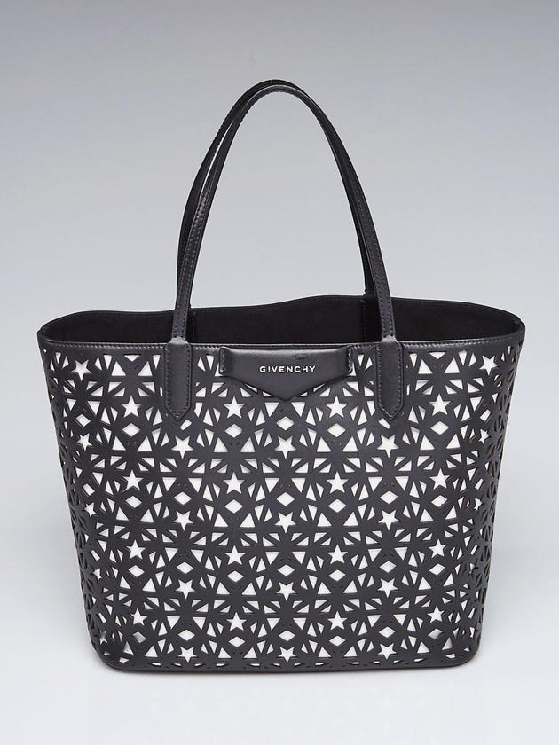Givenchy Black Perforated Leather Small Star Antigona Tote Bag