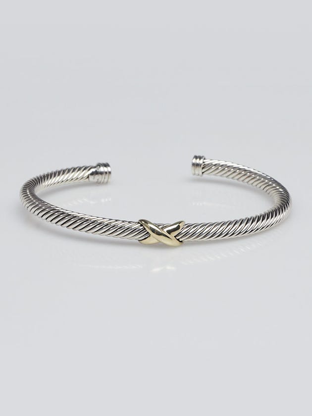 David Yurman 4mm Sterling Silver and 18k Gold Cable Crossover X Bracelet